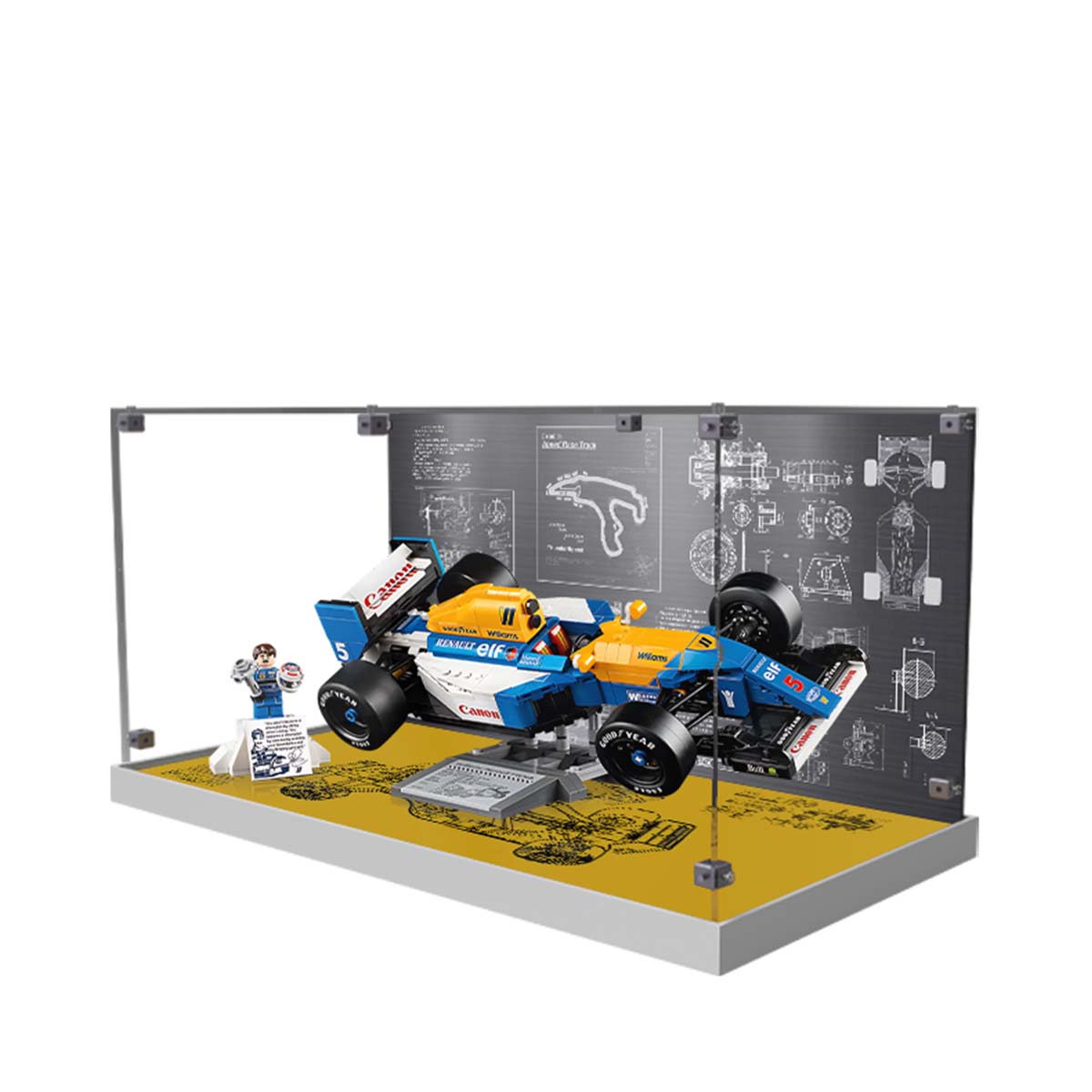 Display Case for LEGO® Williams FW14B Nigel Mansell Acrylic with Yellow Base 10353