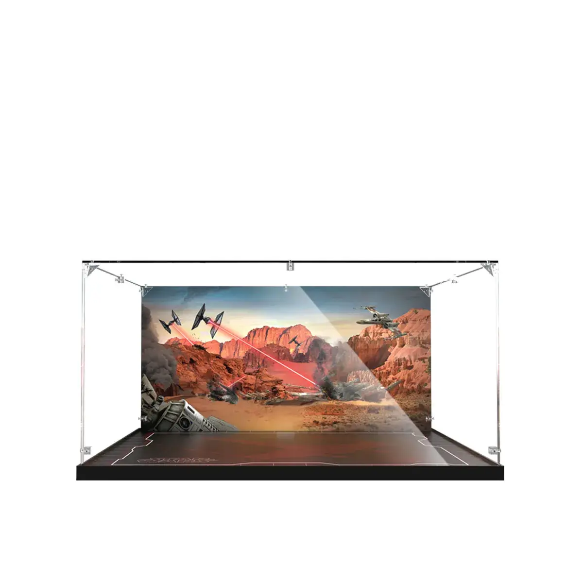 Display Case for LEGO® Star Wars™ X-Wing Starfighter with Battle Scene Background 75355