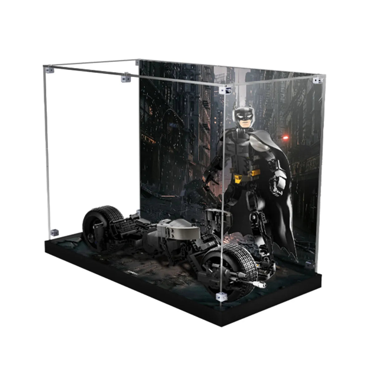 Display Case for LEGO® DC Batman™ Batcycle Acrylic with Gotham City Scene 76273
