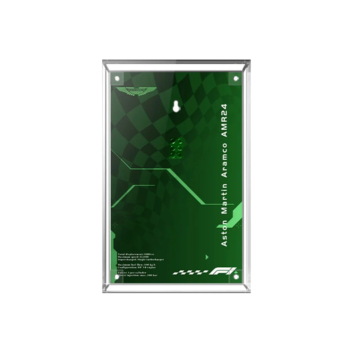 Display Case for LEGO® Aston Martin Aramco AMR24 with Racing Spirit Background 77245