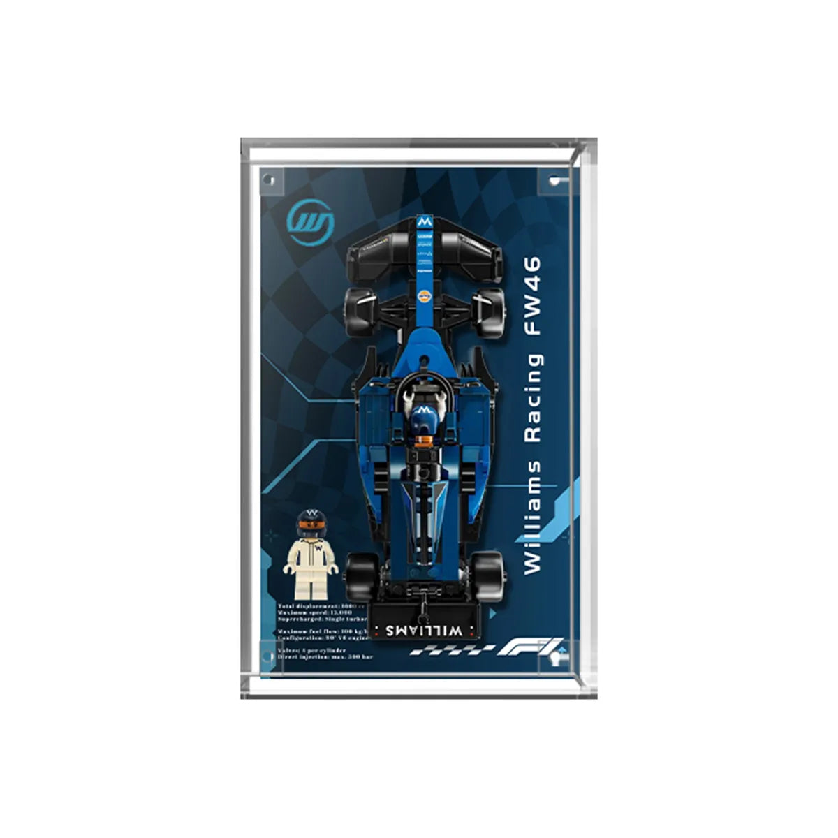 Display Case for LEGO® Williams Racing FW46 with Trackside Racing Background 77249