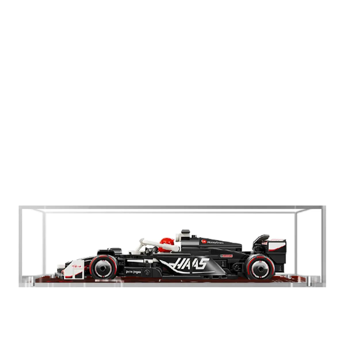 Display Case for LEGO® MoneyGram Haas VF-24 with Trackside Racing Background 77250