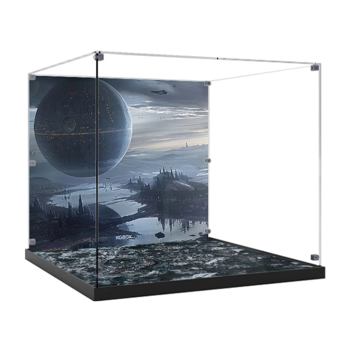 Display Case for LEGO® Star Wars™ UCS TIE Interceptor XL Acrylic with Death Star Scene 75382