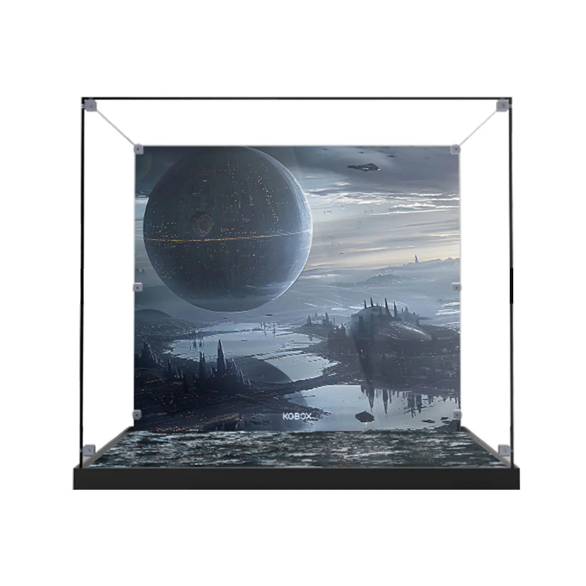 Display Case for LEGO® Star Wars™ UCS TIE Interceptor XL Acrylic with Death Star Scene 75382