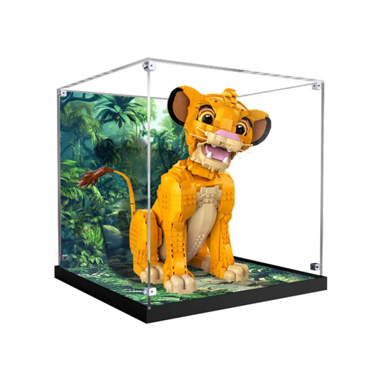 Display Case for LEGO® Young Simba The Lion King Acrylic with Jungle Background 43247