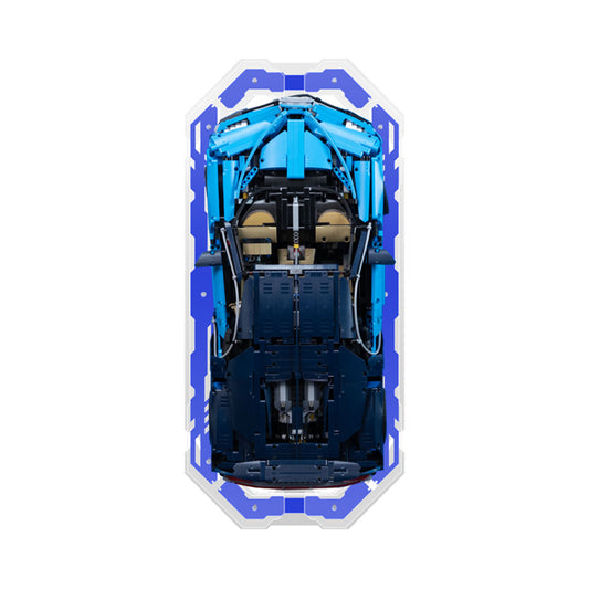 Display Frame for LEGO® Technic Bugatti Chiron Original Design Blue Acrylic 42083