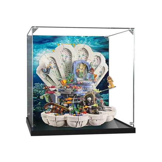 Display Case for LEGO® Little Mermaid Royal Clamshell with Underwater Background 43225