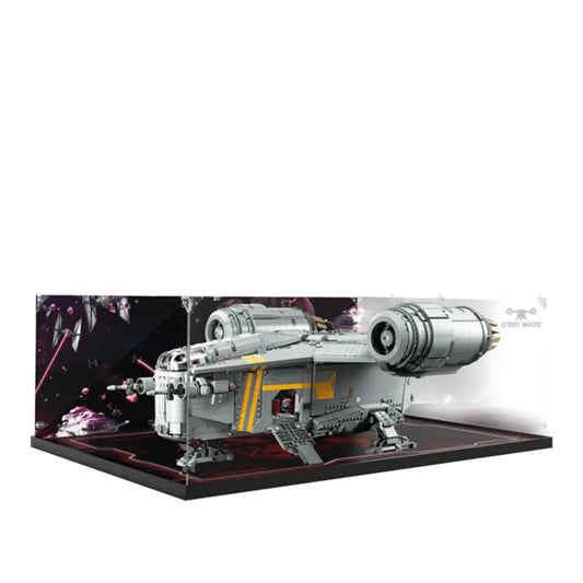 Display Case for LEGO® Star Wars™ UCS Razor Crest Acrylic with Galactic Battle Background 75331