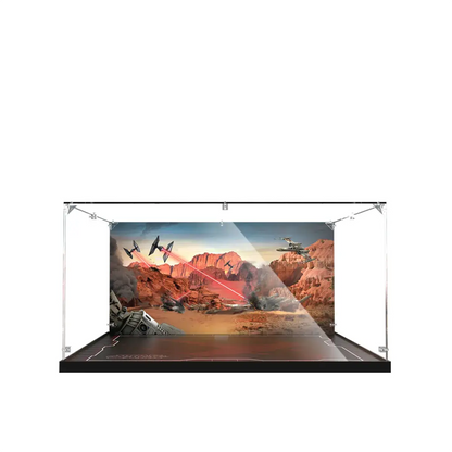 Display Case for LEGO® Star Wars™ X-Wing Starfighter with Battle Scene Background 75355
