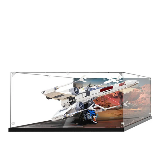 Display Case for LEGO® Star Wars™ X-Wing Starfighter with Battle Scene Background 75355