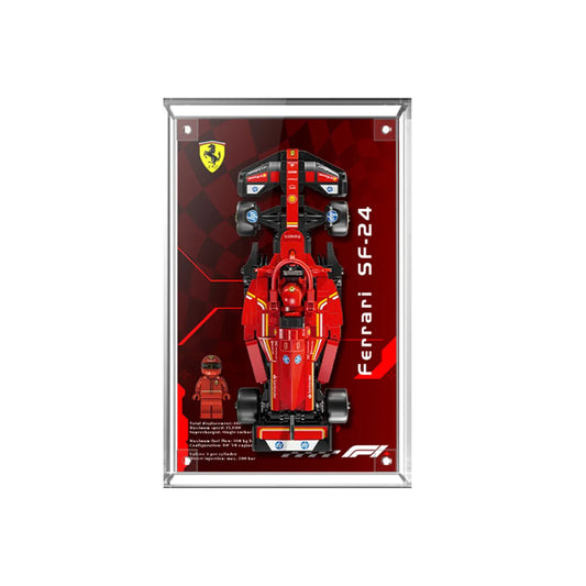 Display Case for LEGO® Ferrari SF-24 with Grand Prix Racing Background 77242