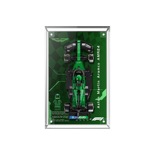 Display Case for LEGO® Aston Martin Aramco AMR24 with Racing Spirit Background 77245