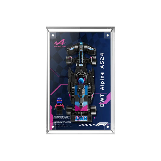 Display Case for LEGO® BWT Alpine A524 with Formula 1 Racing Background 77248
