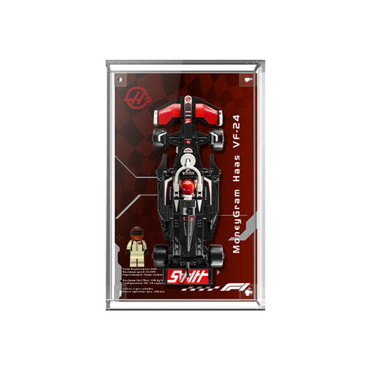 Display Case for LEGO® MoneyGram Haas VF-24 with Trackside Racing Background 77250