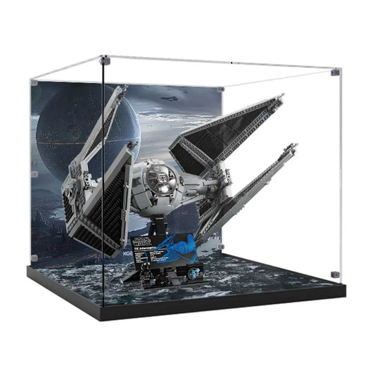 Display Case for LEGO® Star Wars™ UCS TIE Interceptor XL Acrylic with Death Star Scene 75382
