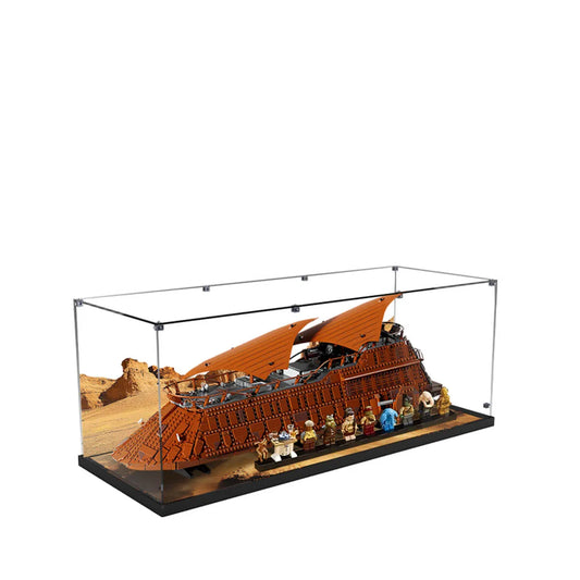 Display Case for LEGO® Star Wars™ Jabba’s Sail Barge Acrylic with Tatooine Desert Scene 75397