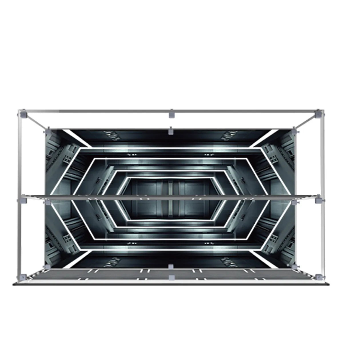 Display Case for LEGO® Speed Champions 2-Tier with Sci-Fi Garage Background