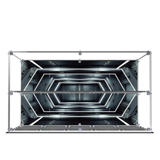 Display Case for LEGO® Speed Champions 2-Tier with Sci-Fi Garage Background